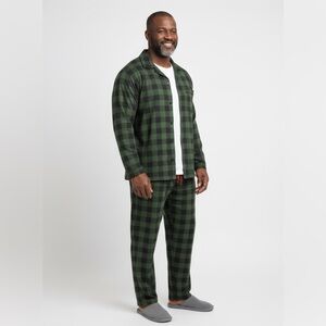 Cuddl Duds Green and Black plaid long sleeve pajama top & pant set- 3XB NWT